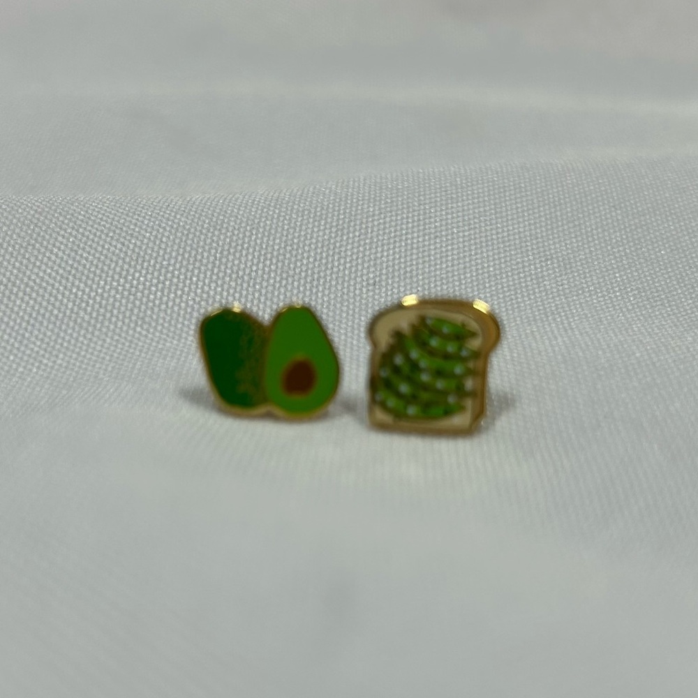 Yellow Owl Workshop | Avocado Toast Earrings 22K Gold Mismatched Women’s Jewelry - Picture 4 of 5